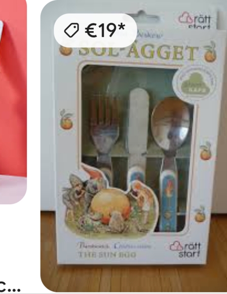 Rätt Start The Sun Egg Children's Tableware Set, Utensils, & Book (Elsie Beskow) - Picture 8 of 9